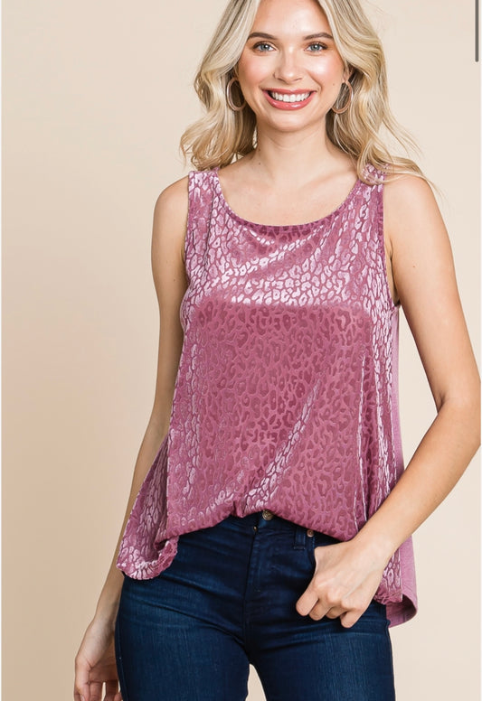 Mauve Velvet Animal Print Tank