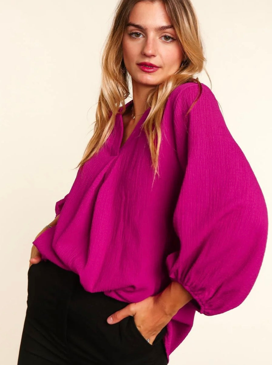 Magenta 3/4 Sleeve Blouse