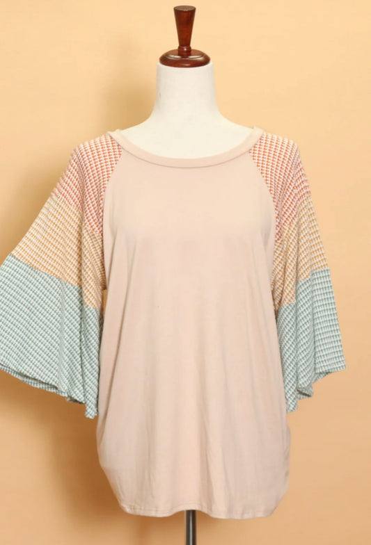 Tiered Sleeve 3/4 Sleeve Top