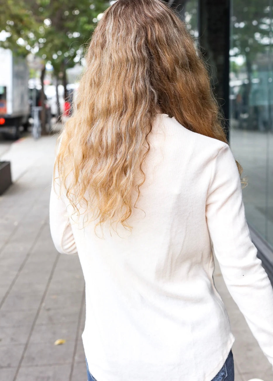 Ivory Brushed Ribbed Top