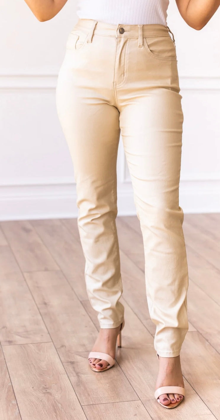 The Giovanna's Metallic Fold Skinny Jeans