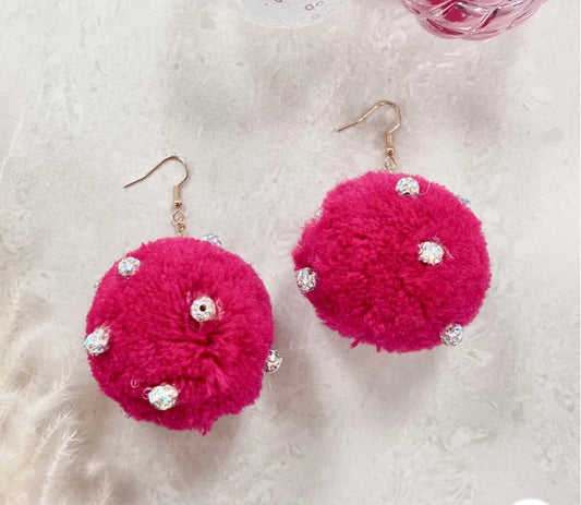 Send me the Link Pink PomPom Earrings