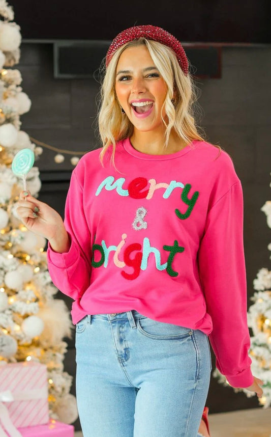 Merry & Bright Hot Pink Sweatshirt