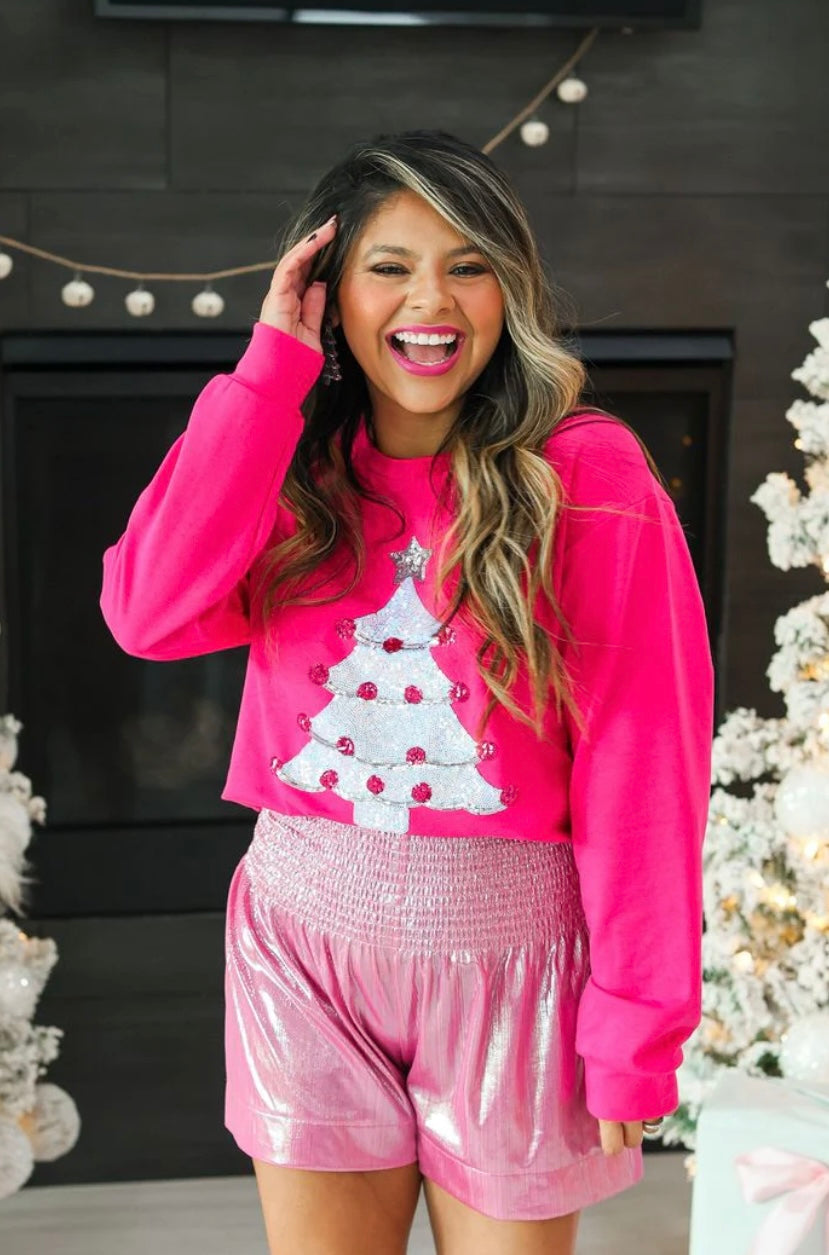 Hot Pink Sequins Christmas Sweater