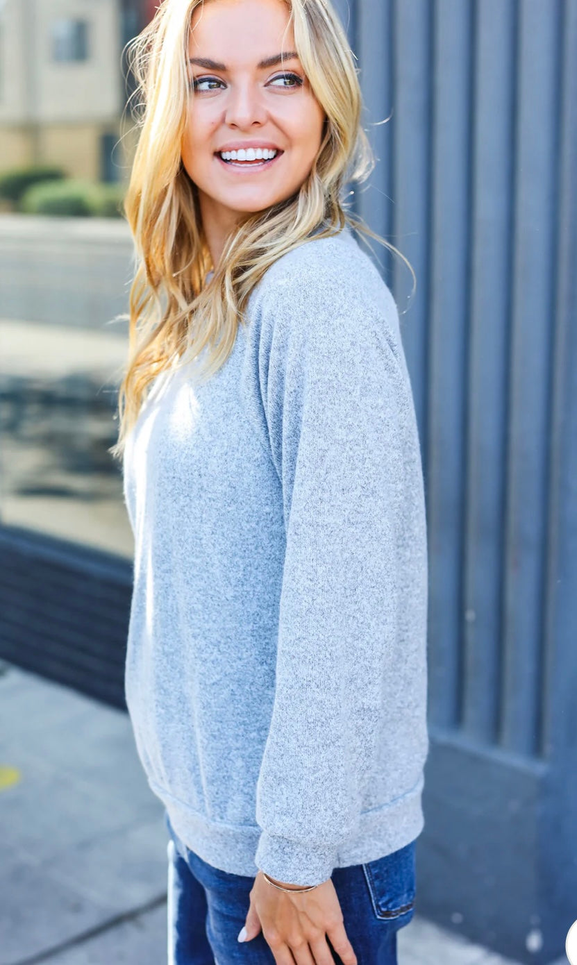 Grey Cozy Long Sleeve Sweater