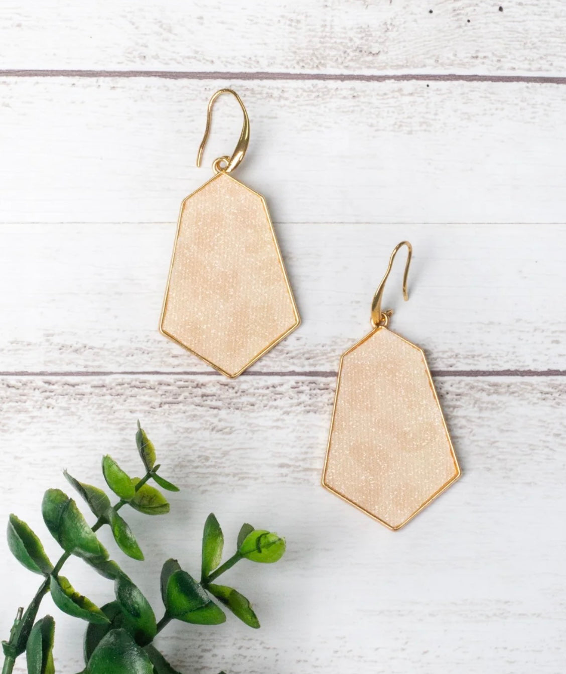 Serving Up Sass Shimmery Yellow Leopard Hexagon Earrings