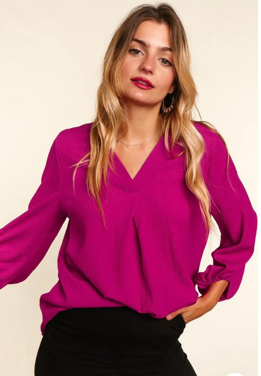 Magenta 3/4 Sleeve Blouse