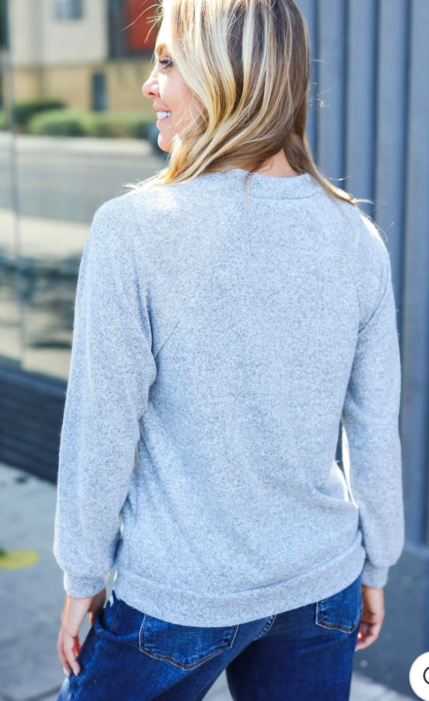 Grey Cozy Long Sleeve Sweater