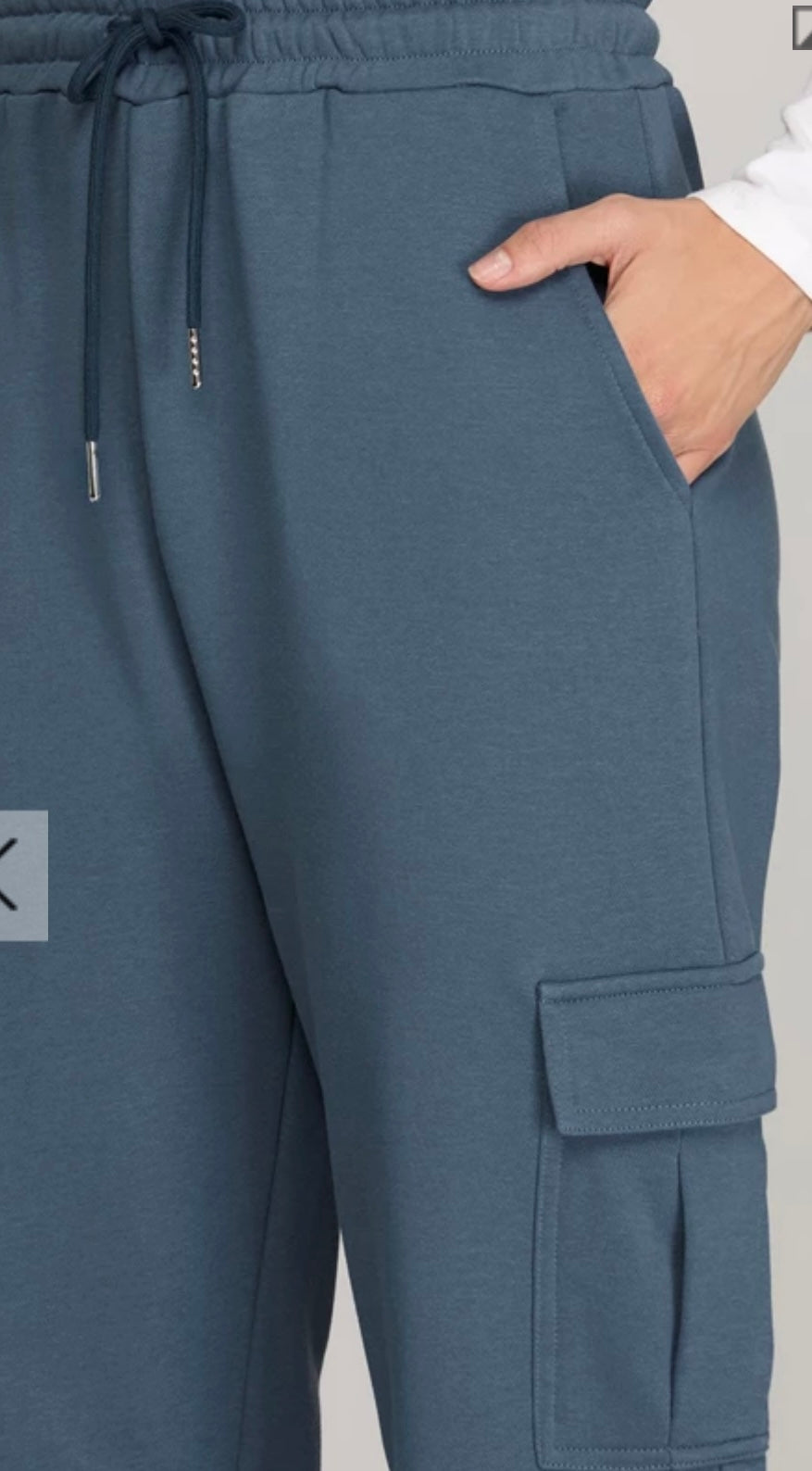 Dusty Blue French Terry Knit Cargo Joggers