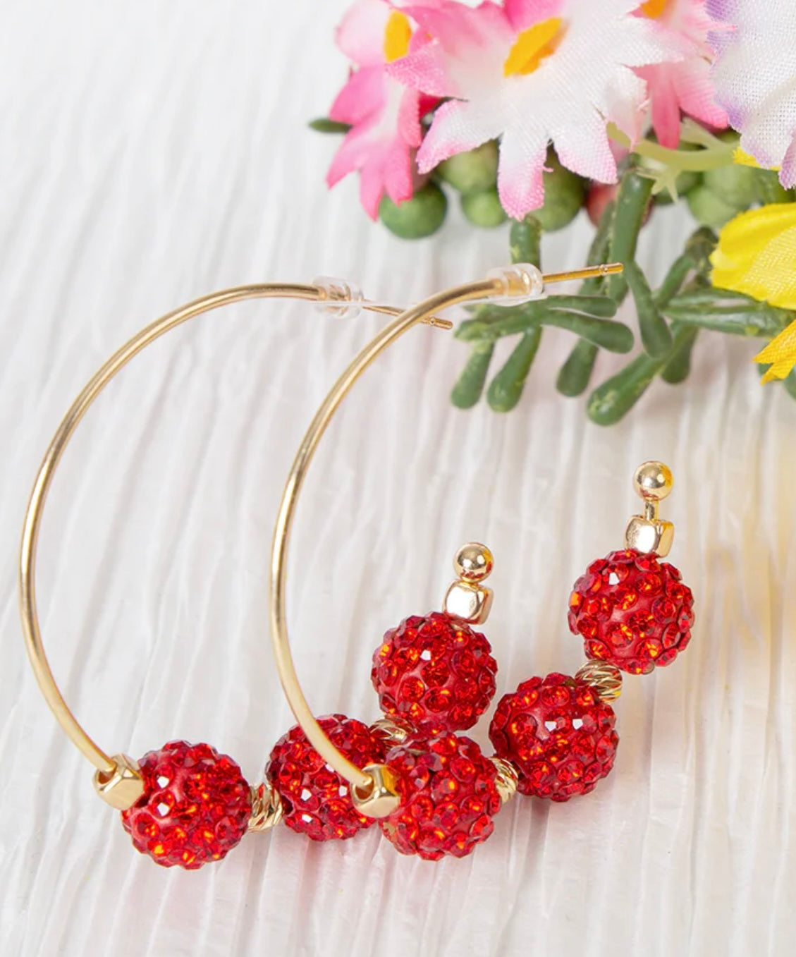 Christmas Show Beaded Hoop, Red