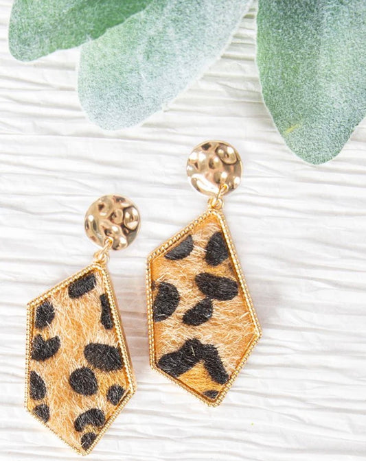 Let's Go Downtown Drop Earrings, Dark Leopard