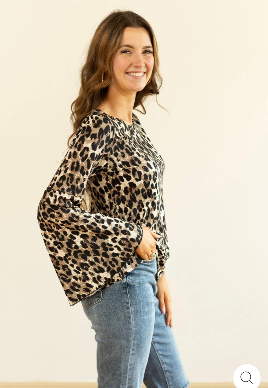 Cheetah Bell Sleeve Top