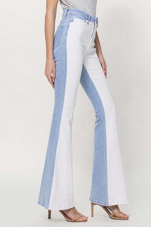 VERVET HIGH RISE COLOR BLOCK FLARE JEANS